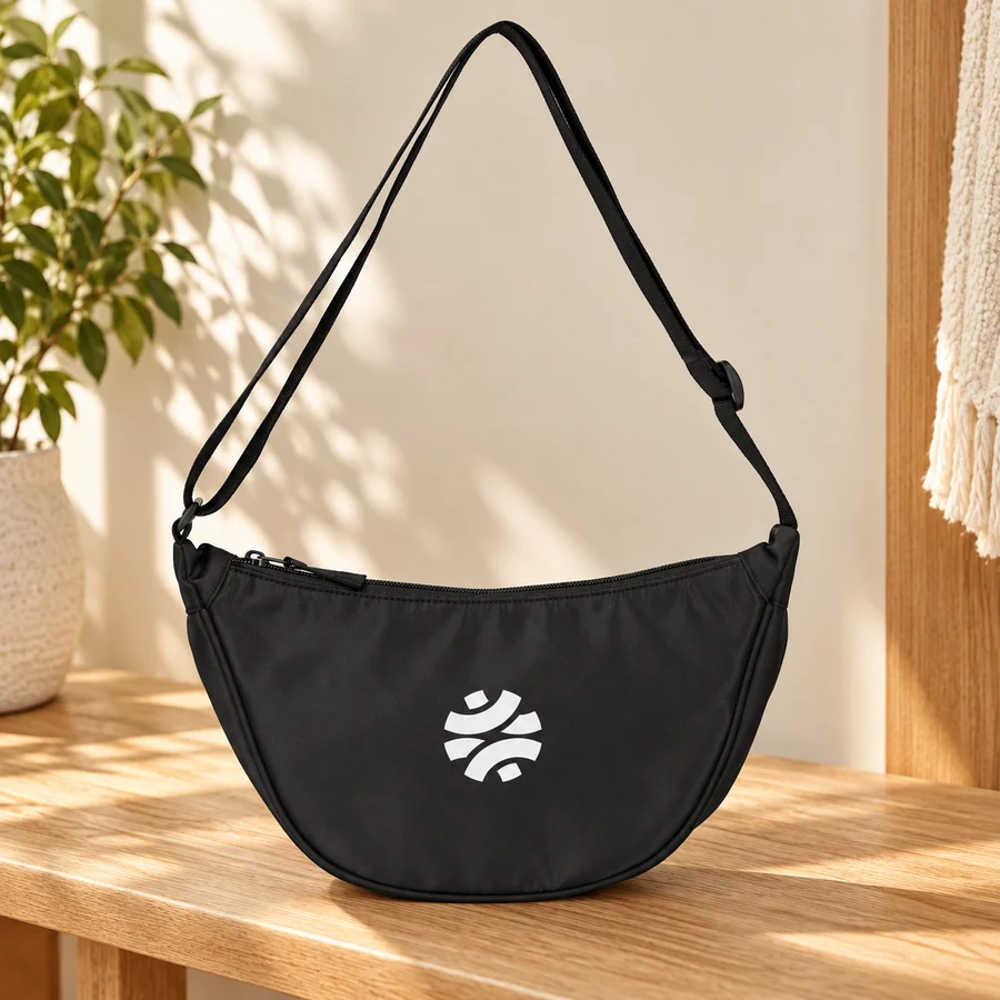 Recycled Curve crescent crossbody bag