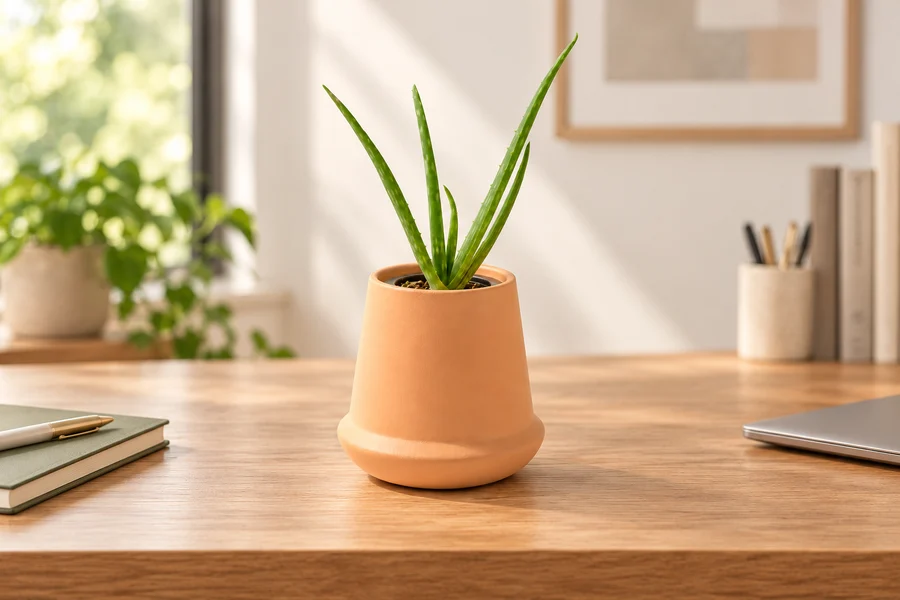 Modern Sprout aloe grow kit pictured on a desk; supplied as a planting kit